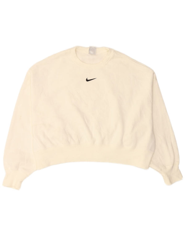 Damska bluza dresowa NIKE Crop Oversize UK 14, średnia biała bawełna
