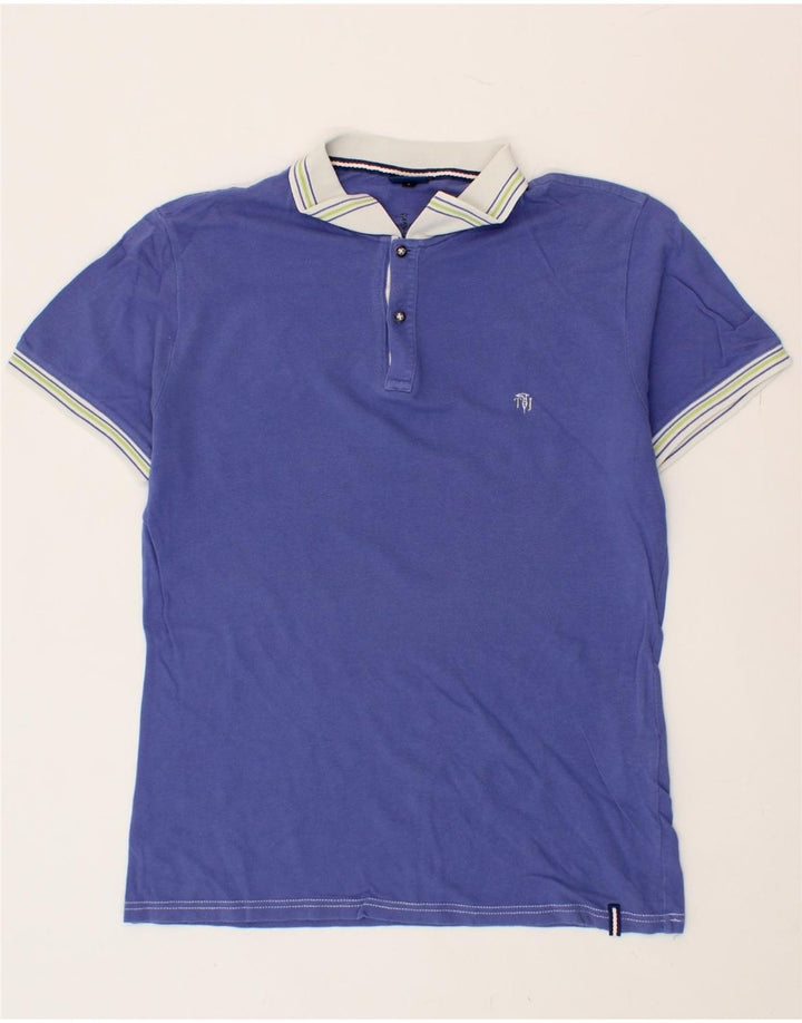 TRUSSARDI Mens Polo Shirt Large Blue Cotton Vintage Trussardi and Second-Hand Trussardi from Messina Hembry 