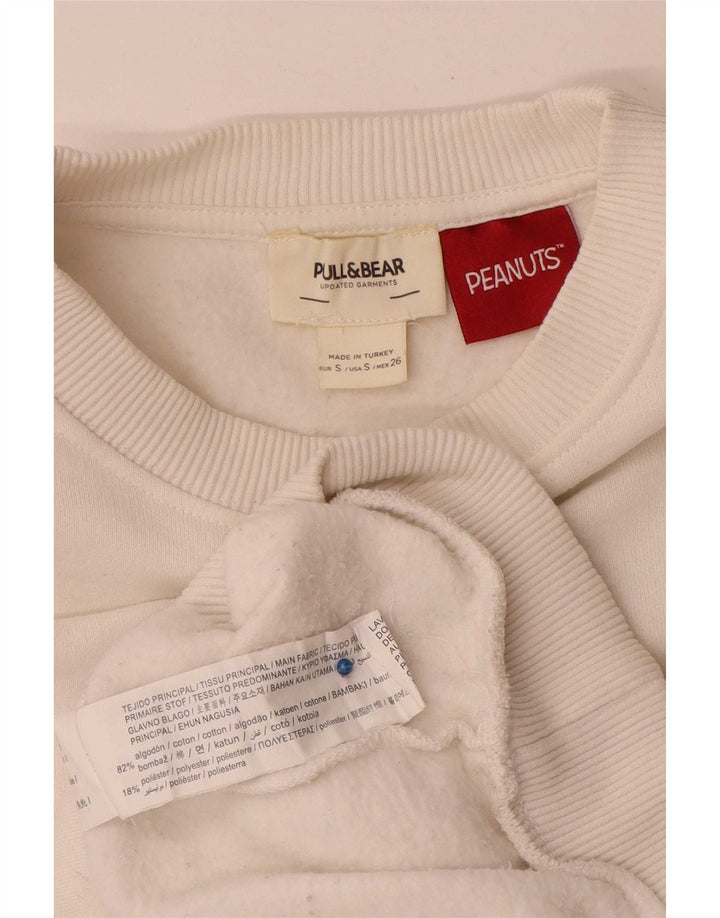 Damska bluza Pull & Bear Peanuts Graphic, UK 10, mała, biała