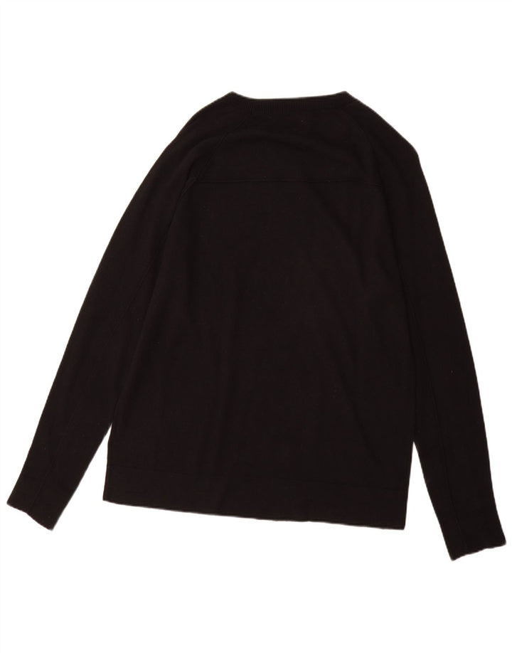 Farhi Męski sweter z dekoltem w łódkę, duży, czarny, bawełniany