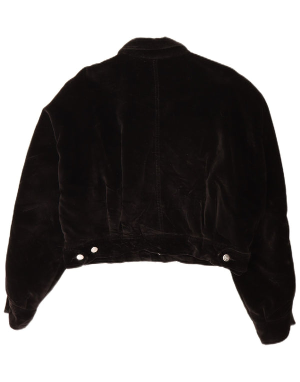 Kurtka damska Rifle Crop Velvet Bomber UK 12, średnia czarna bawełna