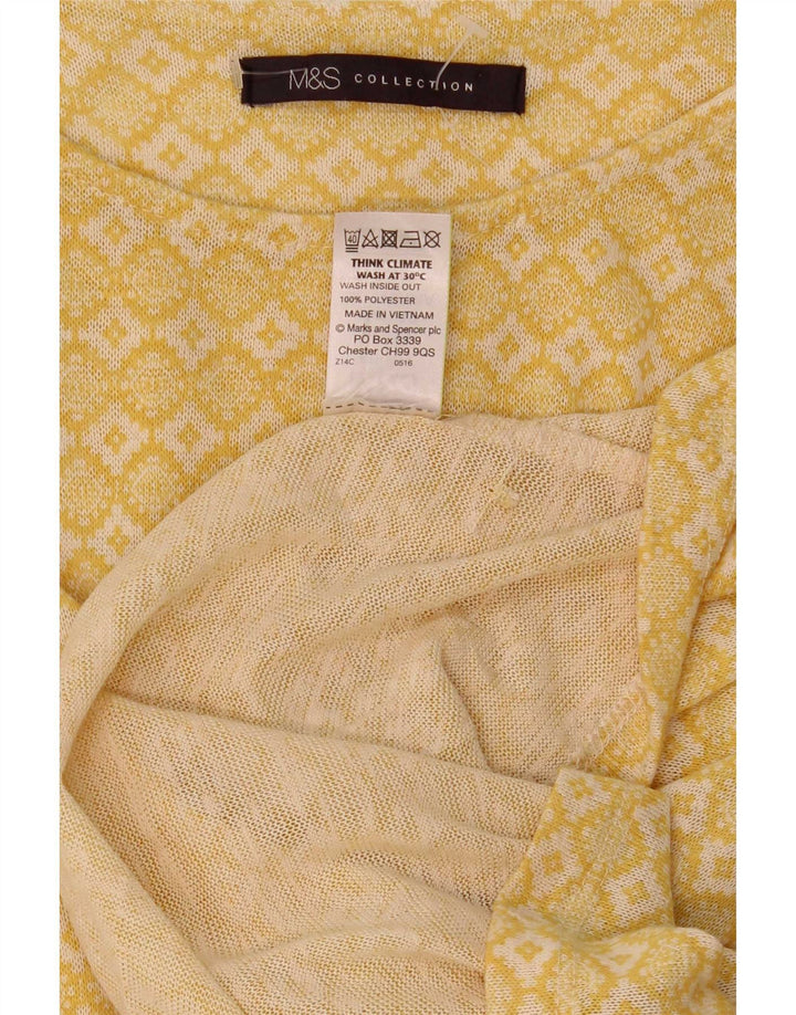 Marks & Spencer Damski top z rękawem 3/4 UK 12, średni żółty geometryczny