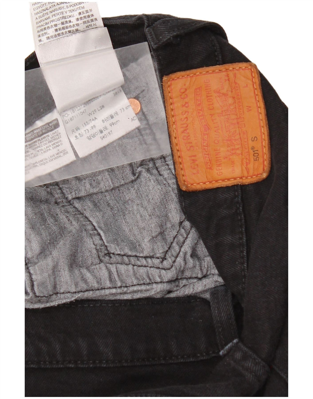 Męskie dżinsy Levi's 501 Straight W29 L28 Czarna bawełna