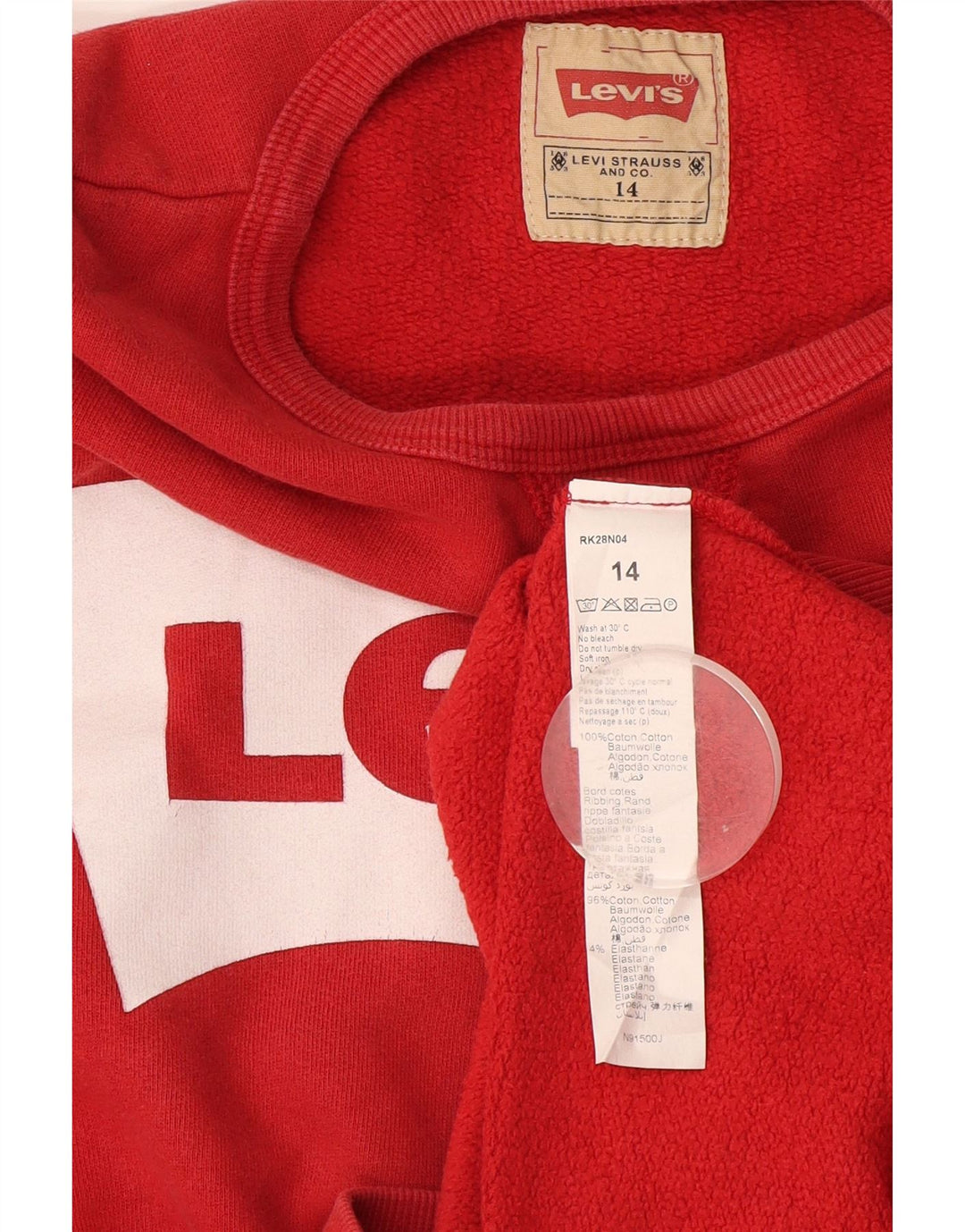 Bluza chłopięca Levi's z grafiką, 13-14 lat, czerwona, bawełniana