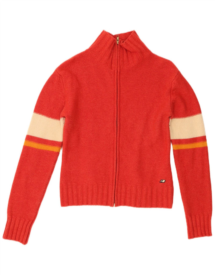 Damski sweter rozpinany Asics UK 10 Small Red Colourblock Wełna owcza