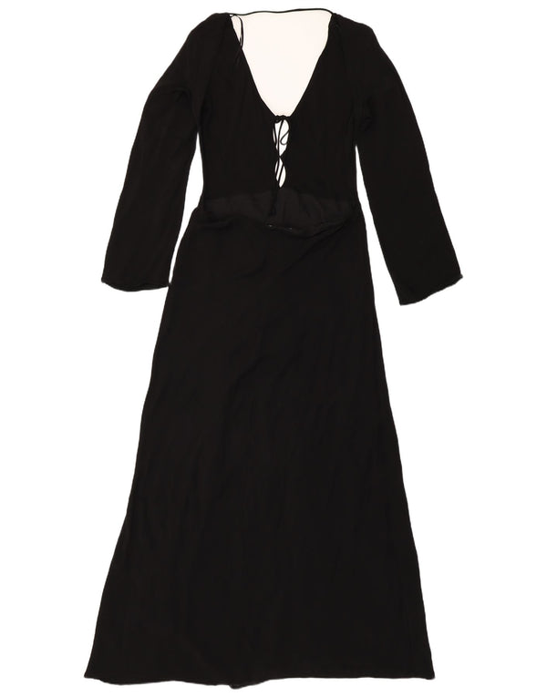 Damska sukienka maxi z długim rękawem ZARA UK 18 XL Czarna wiskoza