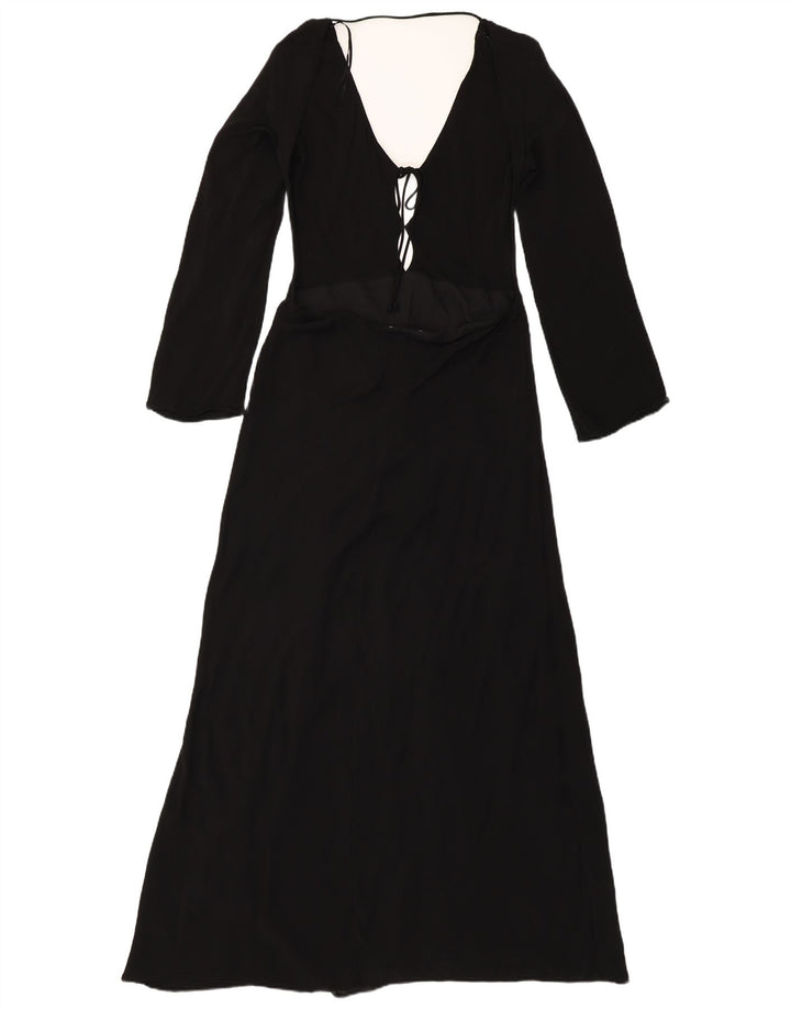 Damska sukienka maxi z długim rękawem ZARA UK 18 XL Czarna wiskoza