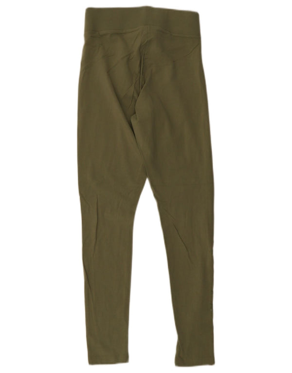 ADIDAS Womens Graphic Leggings UK 6 XS  Khaki Cotton