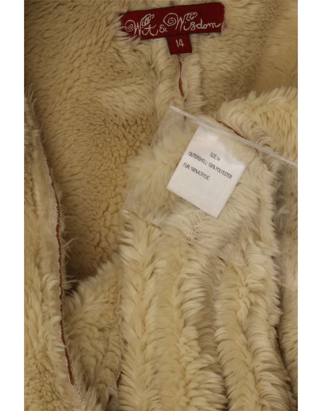 Damski płaszcz oversize Wit & Wisdom Sherpa UK 14, duży, brązowy poliester