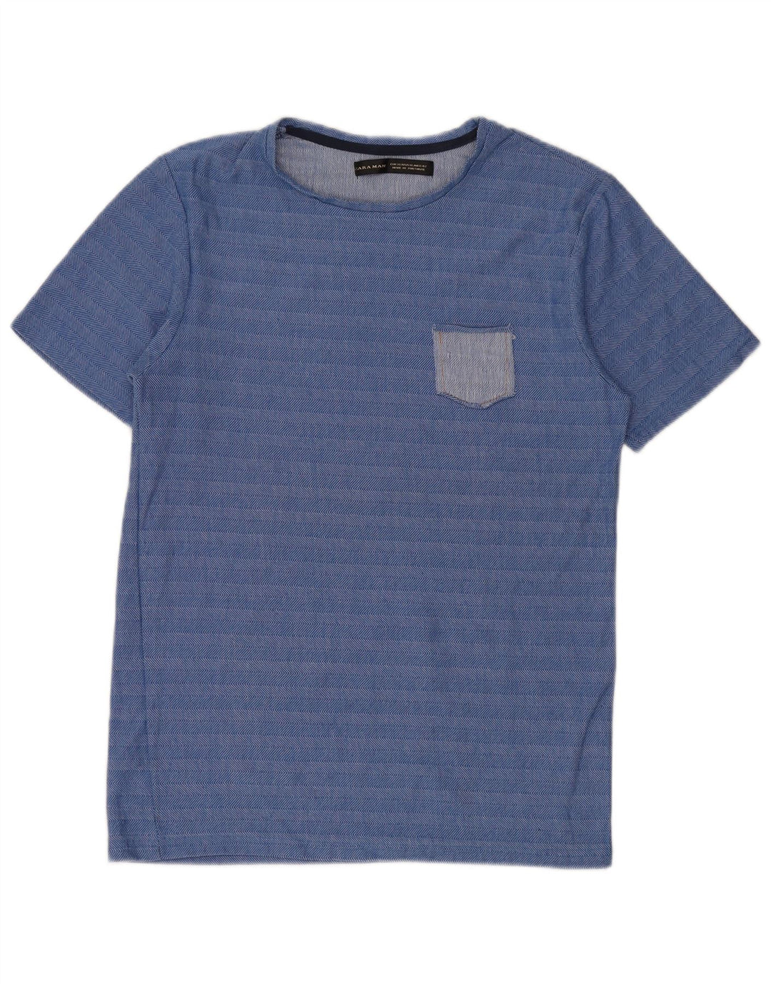 T-shirt męski Zara, bawełniany top XL w niebieskie paski