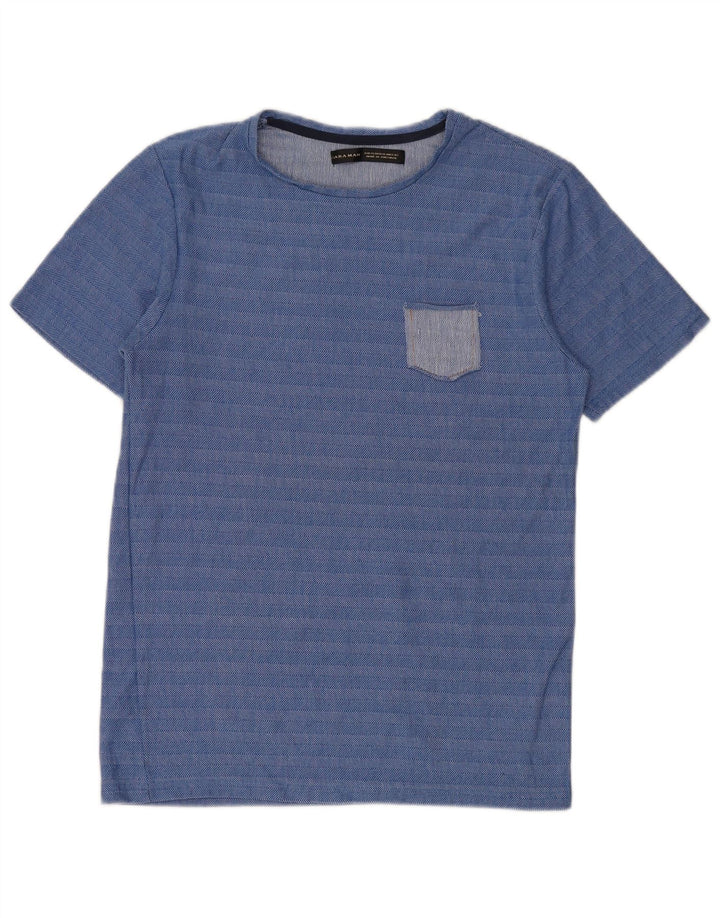 T-shirt męski Zara, bawełniany top XL w niebieskie paski