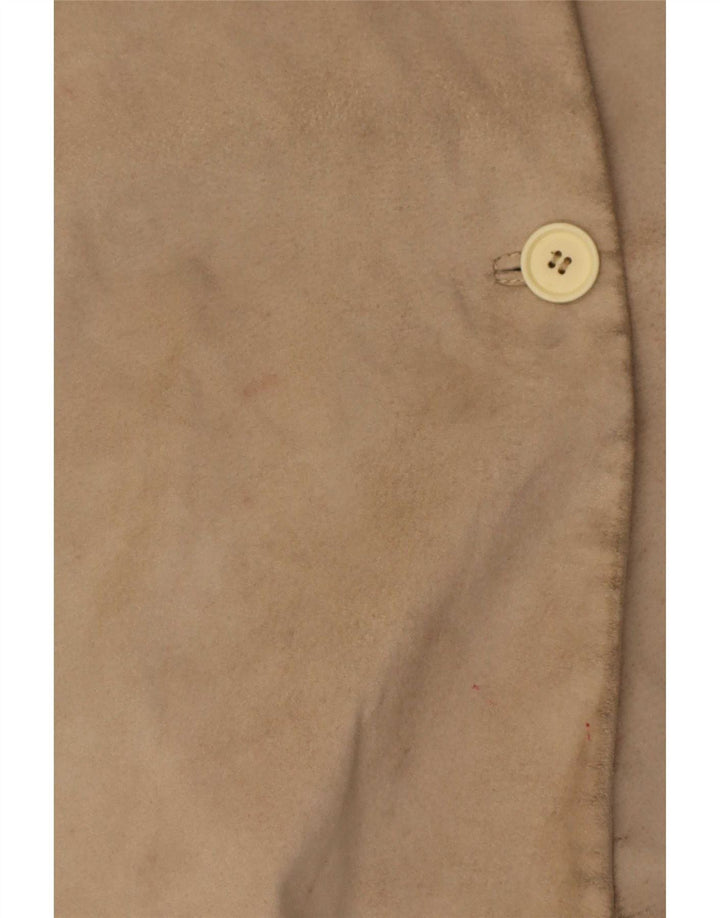 Vintage damski zamszowy płaszcz UK 10 Small Beige Leather