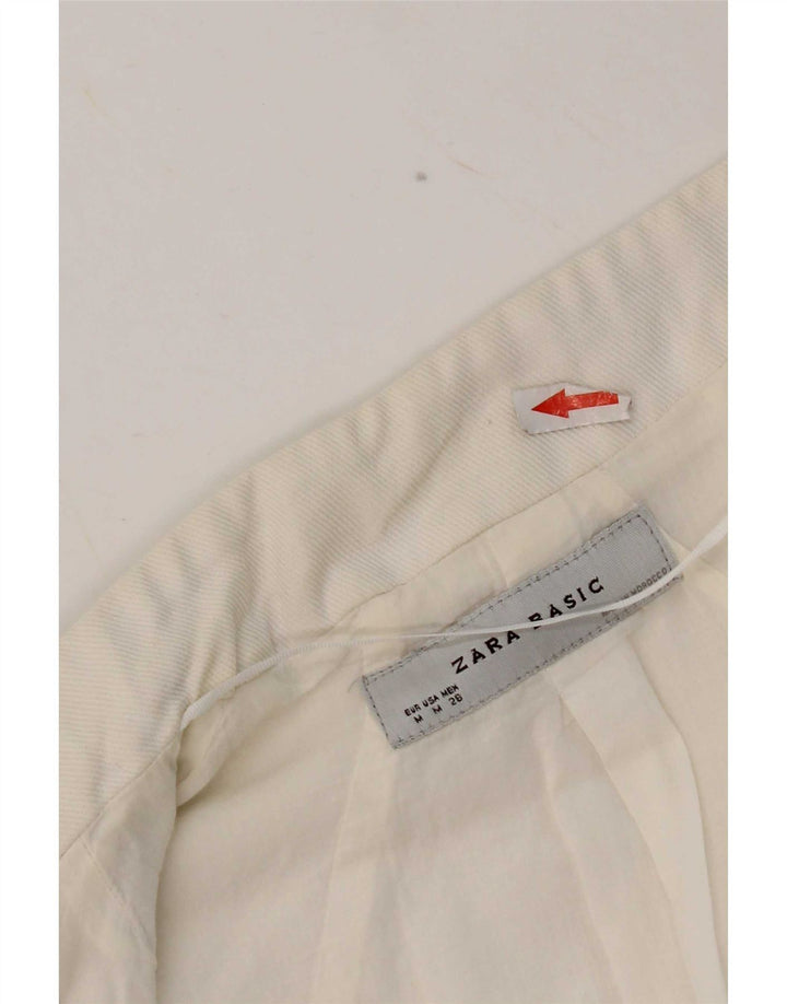 Kurtka damska Zara Otwarte Bolero UK 12 Średnia Biała Bawełna