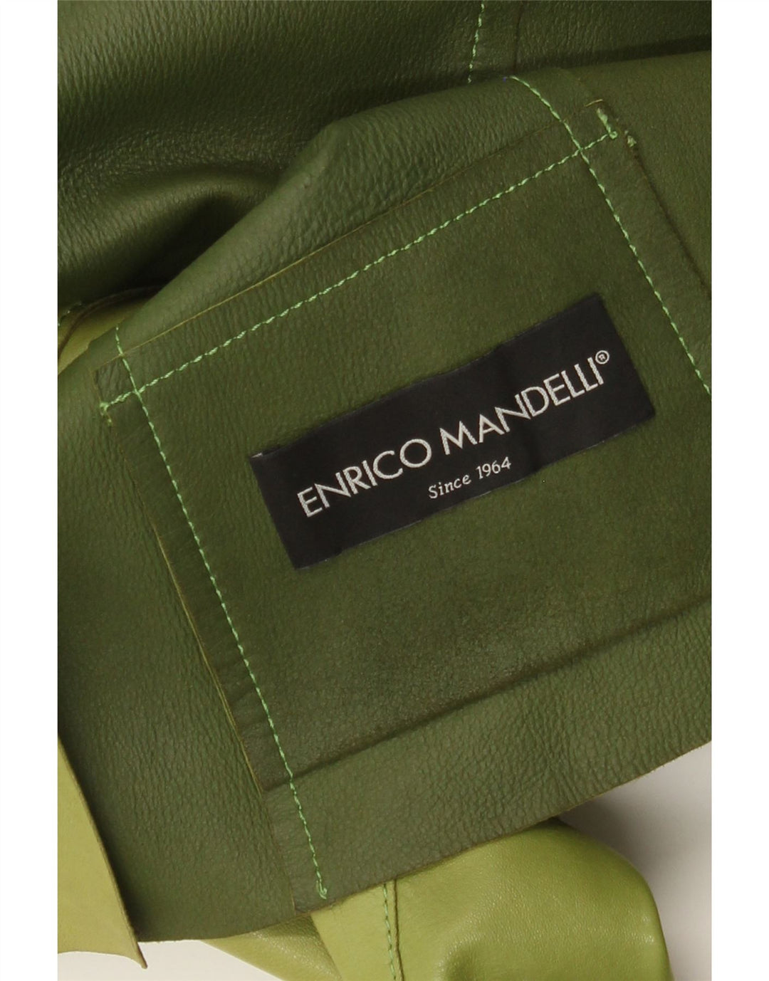 Enrico Mandelli Damska skórzana marynarka zapinana na 4 guziki, UK 14, średnia zieleń