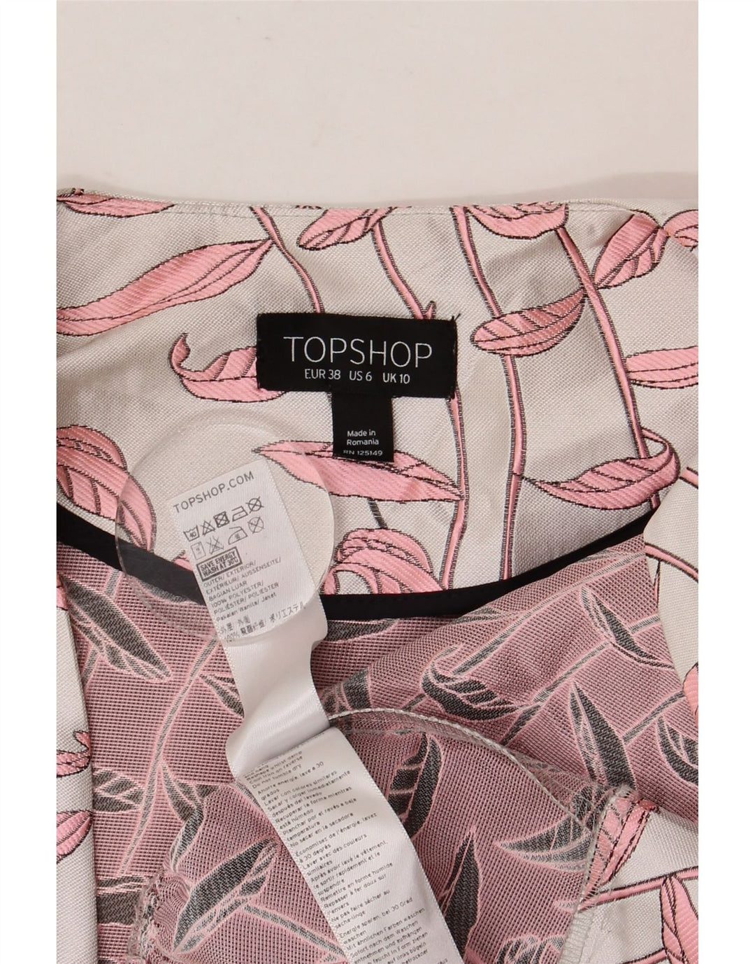 Topshop damska bluzka koszulowa w abstrakcyjny wzór UK 10, mała biała
