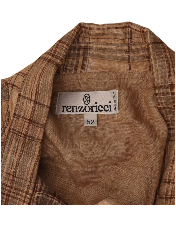 Vintage męska marynarka zapinana na 3 guziki IT 52 XL w beżową kratkę