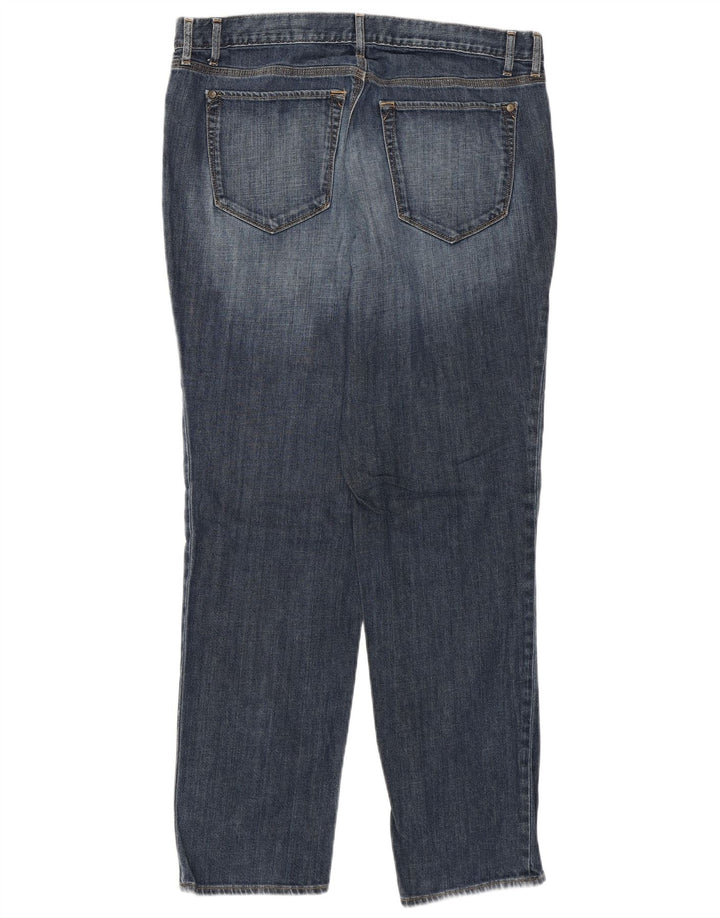 Damskie dżinsy zwężane Eddie Bauer Boyfriend US 12, duże W34 L30, niebieska bawełna