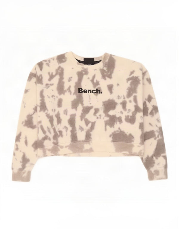 Damska bluza z krótkim rękawem Bench, z grafiką, UK 14, duża, szara, bawełniana typu Tie Dye