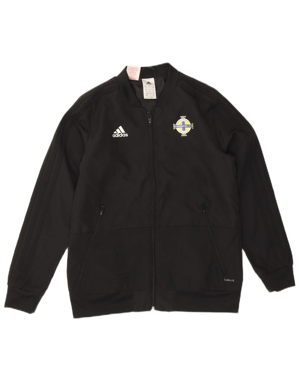 Adidas Boys Tracksuit Top Jacket 11-12 Years Black Polyester