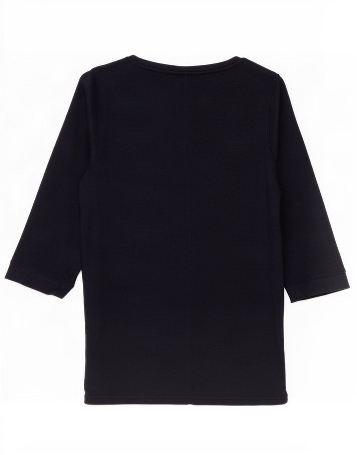 Marks & Spencer Damski top z rękawem 3/4, UK 14, średni granatowy wiskoza