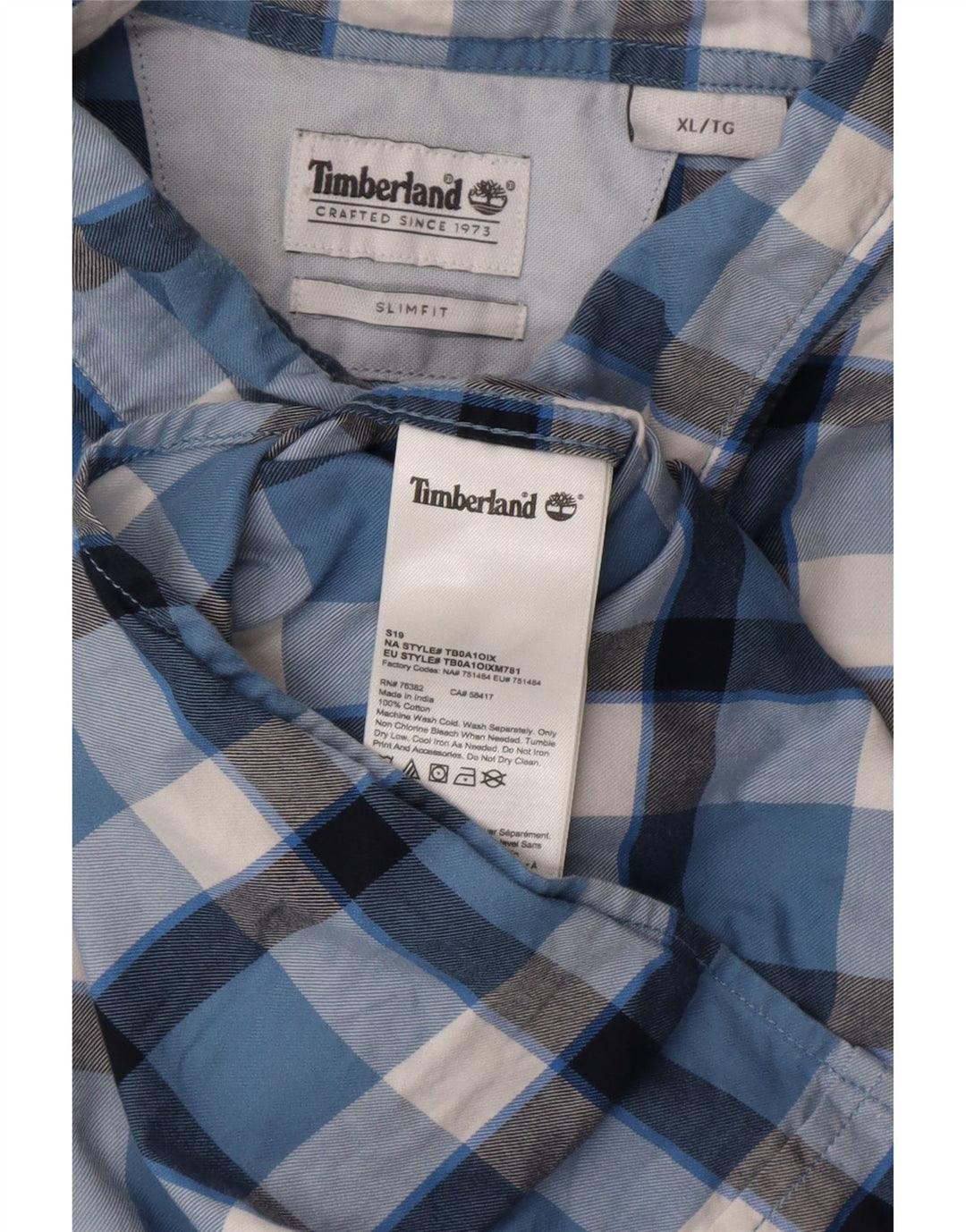 TIMBERLAND Męska koszula slim fit XL w niebieską kratkę, bawełniana