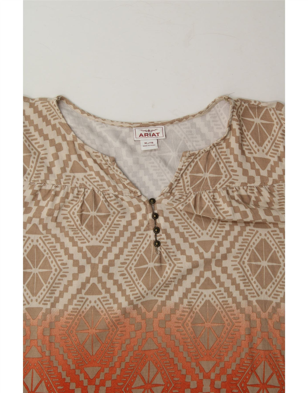 ARIAT Womens Big & Tall Blouse Top UK 18 XL Red Geometric Polyester Vintage Ariat and Second-Hand Ariat from Messina Hembry 