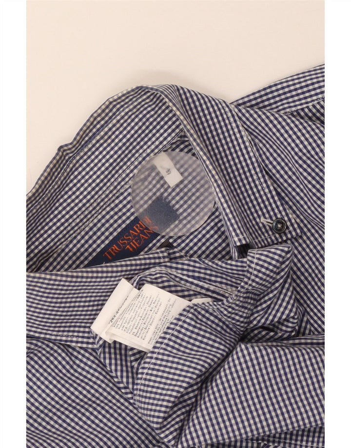 Koszula męska Trussardi Jeans, rozmiar 39, średnia niebieska bawełniana kratka