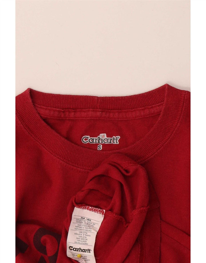 Męski T-shirt z grafiką Carhartt, mały, czerwony, bawełniany