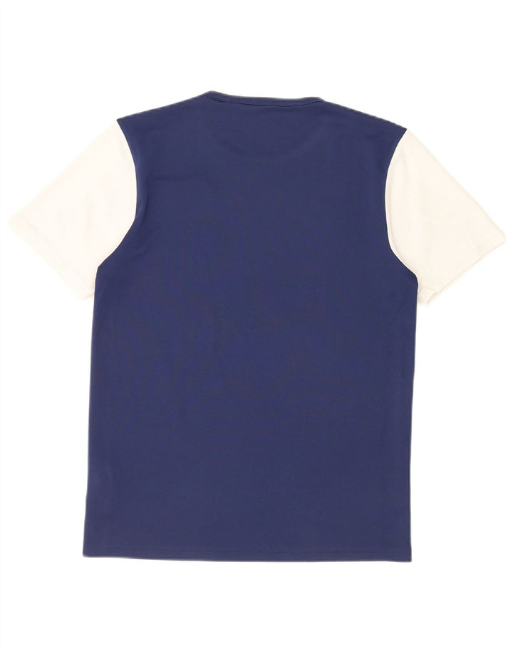 Męska koszulka z grafiką Adidas, mała, granatowa, z blokami kolorów, poliestrowa