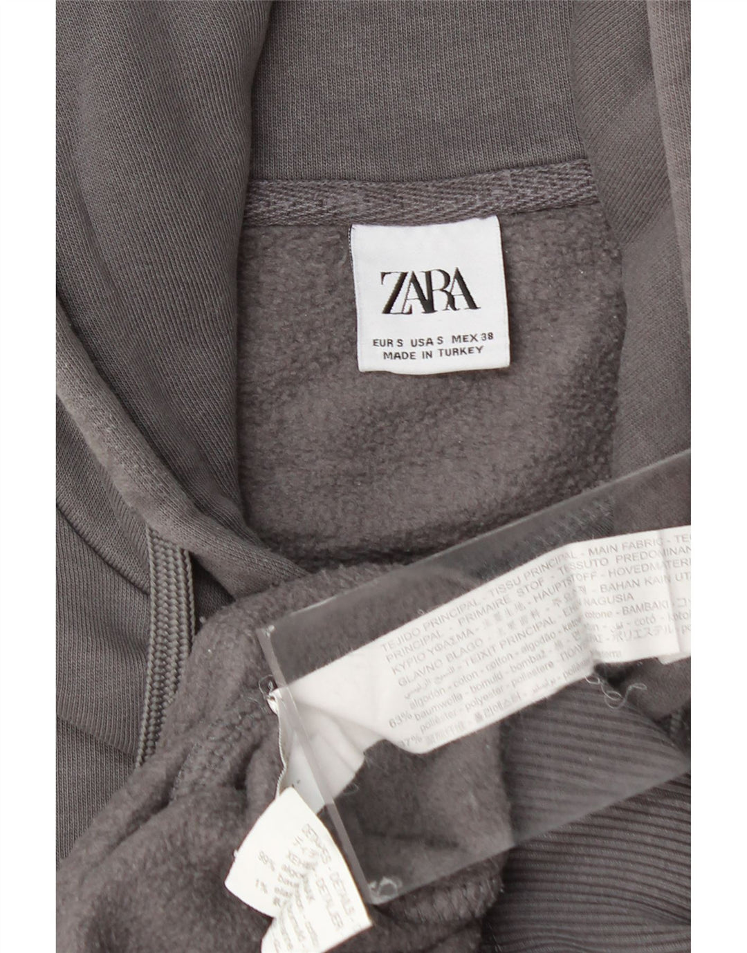Męski sweter z kapturem ZARA, mały, szary, bawełniany