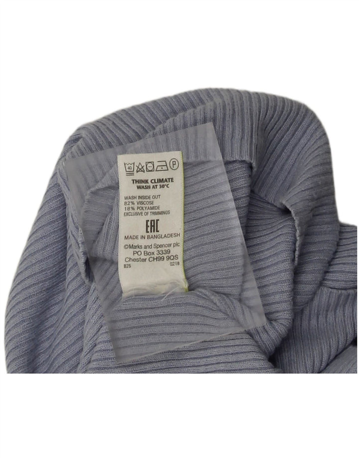 Marks & Spencer Damski top z długim rękawem UK 10 Small, niebieska wiskoza