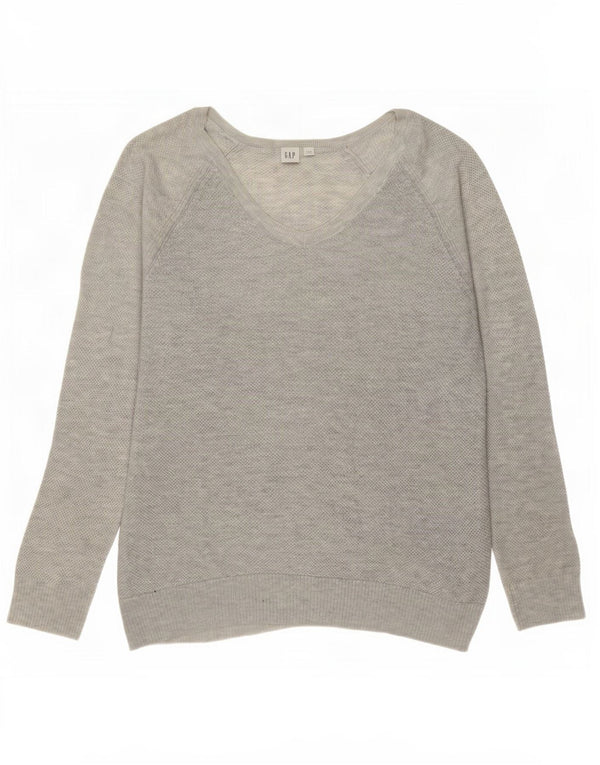 Sweter damski Gap z dekoltem w kształcie litery V, UK 18 XL, szary, bawełniany w plamki
