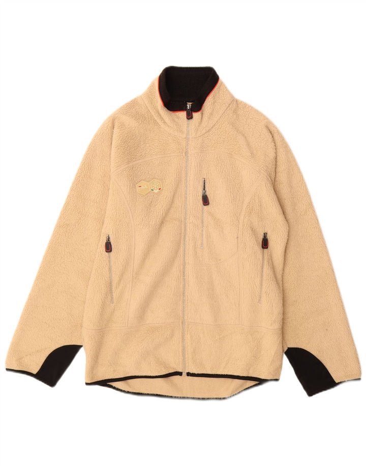 Męska kurtka polarowa Fila Italia UK 36, mały beżowy poliester z blokami kolorów