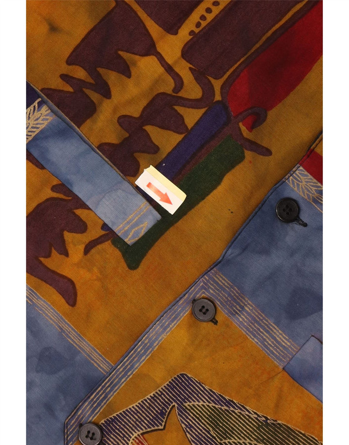 Vintage męska kamizelka w abstrakcyjny wzór, duża niebieska