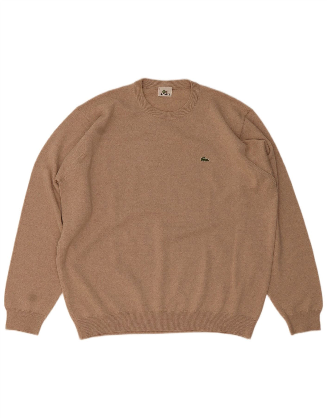 Męski sweter Lacoste z okrągłym dekoltem, rozmiar 8 3XL, brązowa wełna