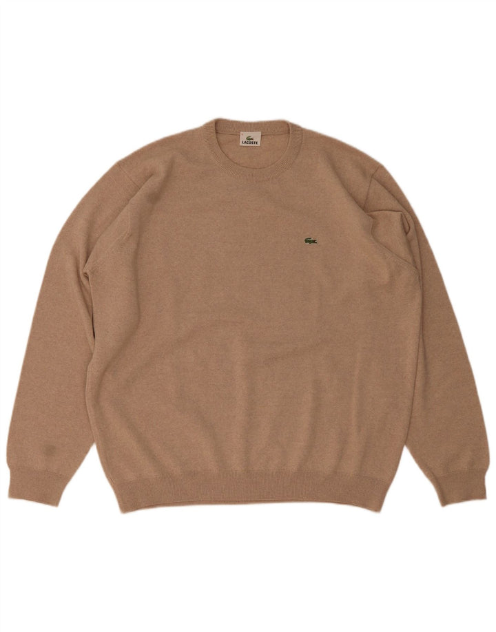 Męski sweter Lacoste z okrągłym dekoltem, rozmiar 8 3XL, brązowa wełna