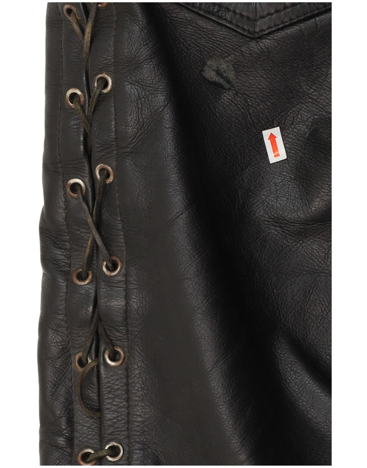 Proste skórzane spodnie męskie VINTAGE W30 L30 czarne