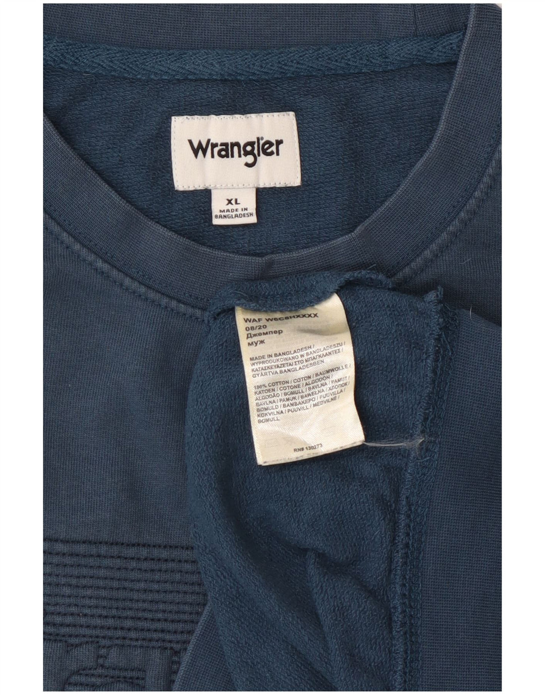 Męska bluza z grafiką WRANGLER XL, niebieska, bawełniana