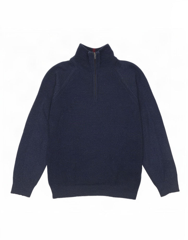 Męski sweter zapinany na zamek White Stuff XL, granatowy, z owczej wełny
