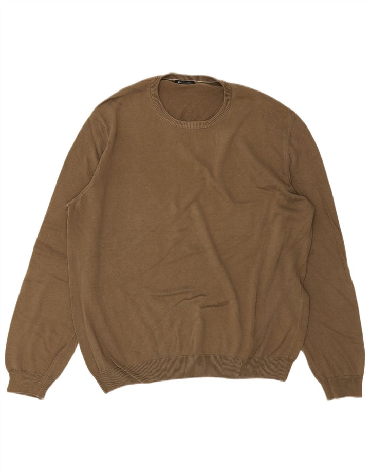 MASSIMO DUTTI Męski sweter z okrągłym dekoltem XL, brązowy, bawełniany