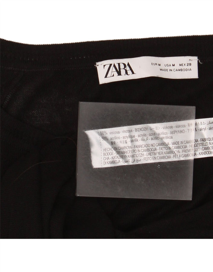 Damski sweter Zara z dekoltem w łódkę UK 14 Średni czarny wiskoza