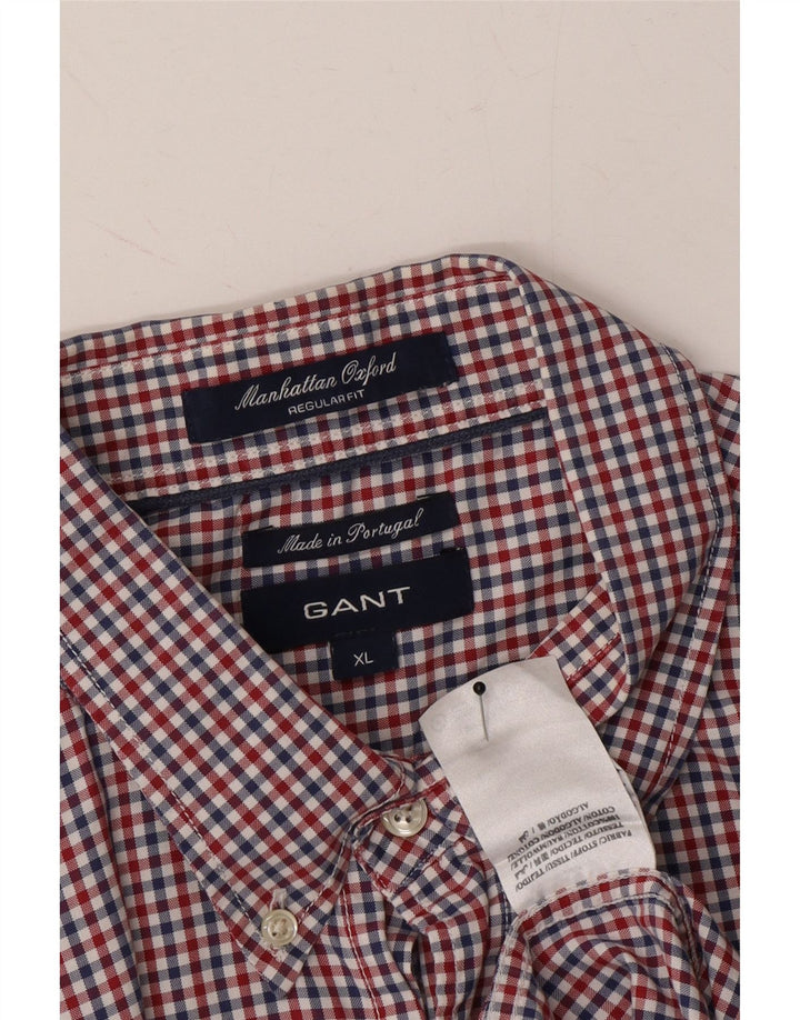 GANT Mens Regular Fit Shirt XL Red Gingham Cotton Vintage Gant and Second-Hand Gant from Messina Hembry 