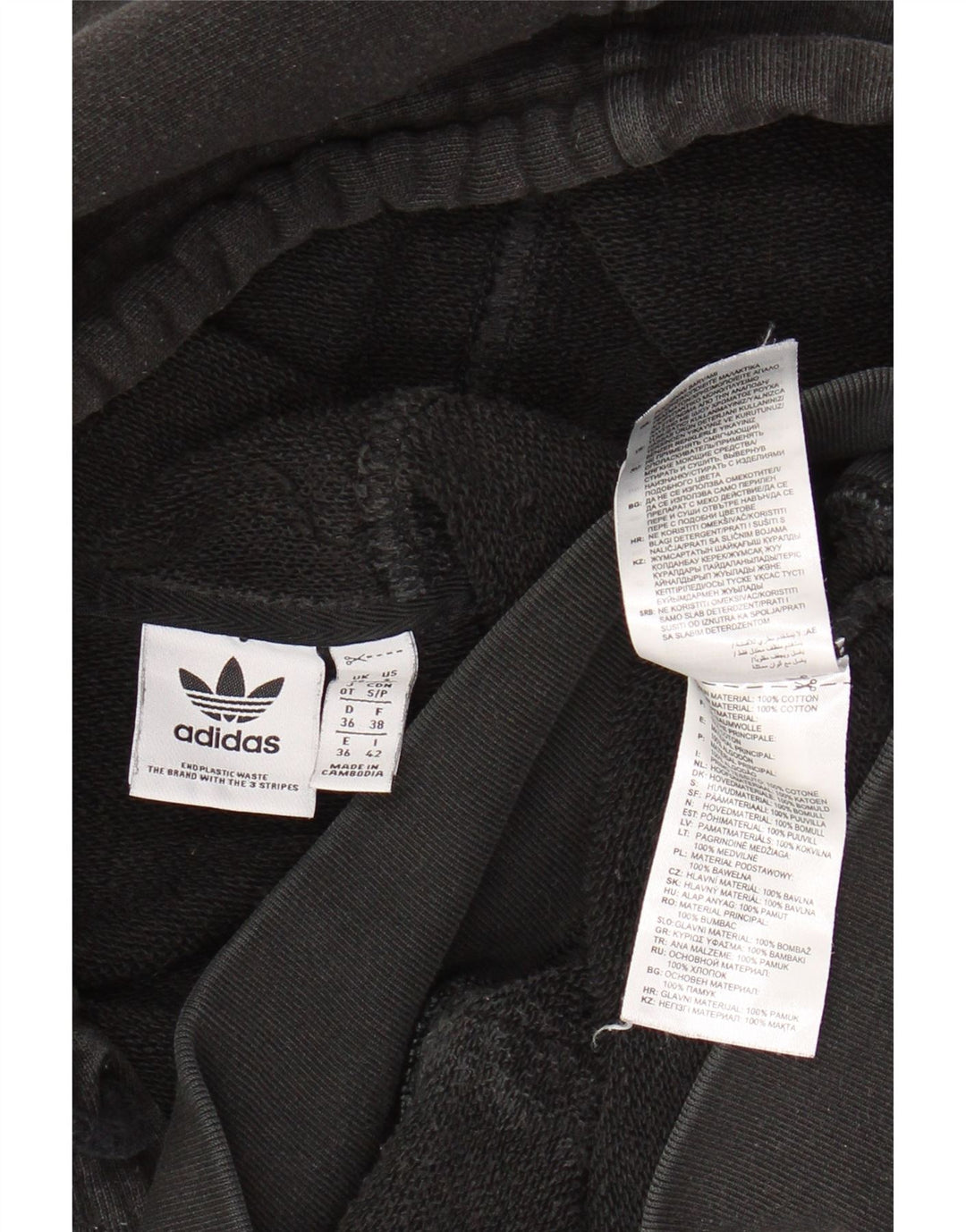 Damski sweter oversize z kapturem ADIDAS UK 10, mały, czarny, bawełniany