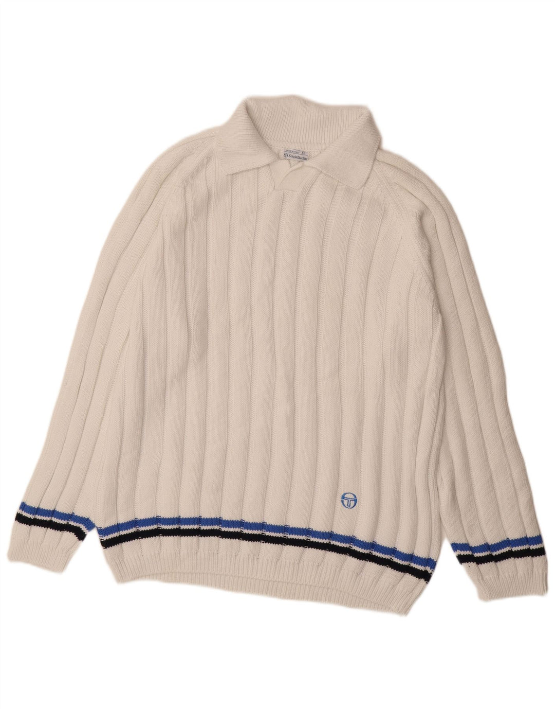 Męski sweter polo Sergio Tacchini XL w białe paski, bawełniany