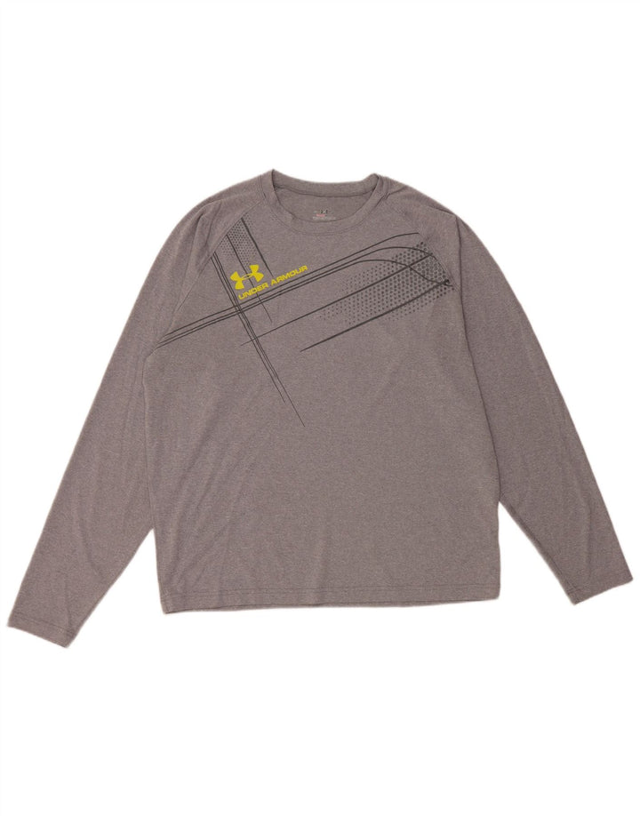 Męski top UNDER ARMOUR Heat Gear z grafiką, długim rękawem, duży, szary poliester