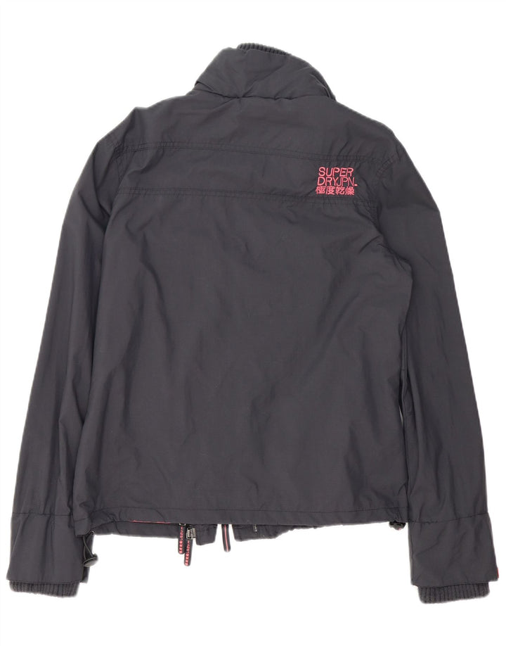 SUPERDRY Damska kurtka przeciwdeszczowa z grafiką UK 16, duża, szary poliester