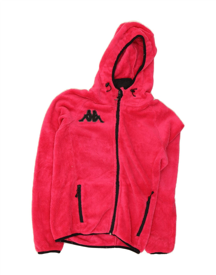 KAPPA Womens Hooded Fleece Jacket UK 12 Medium Pink Vintage Kappa and Second-Hand Kappa from Messina Hembry 