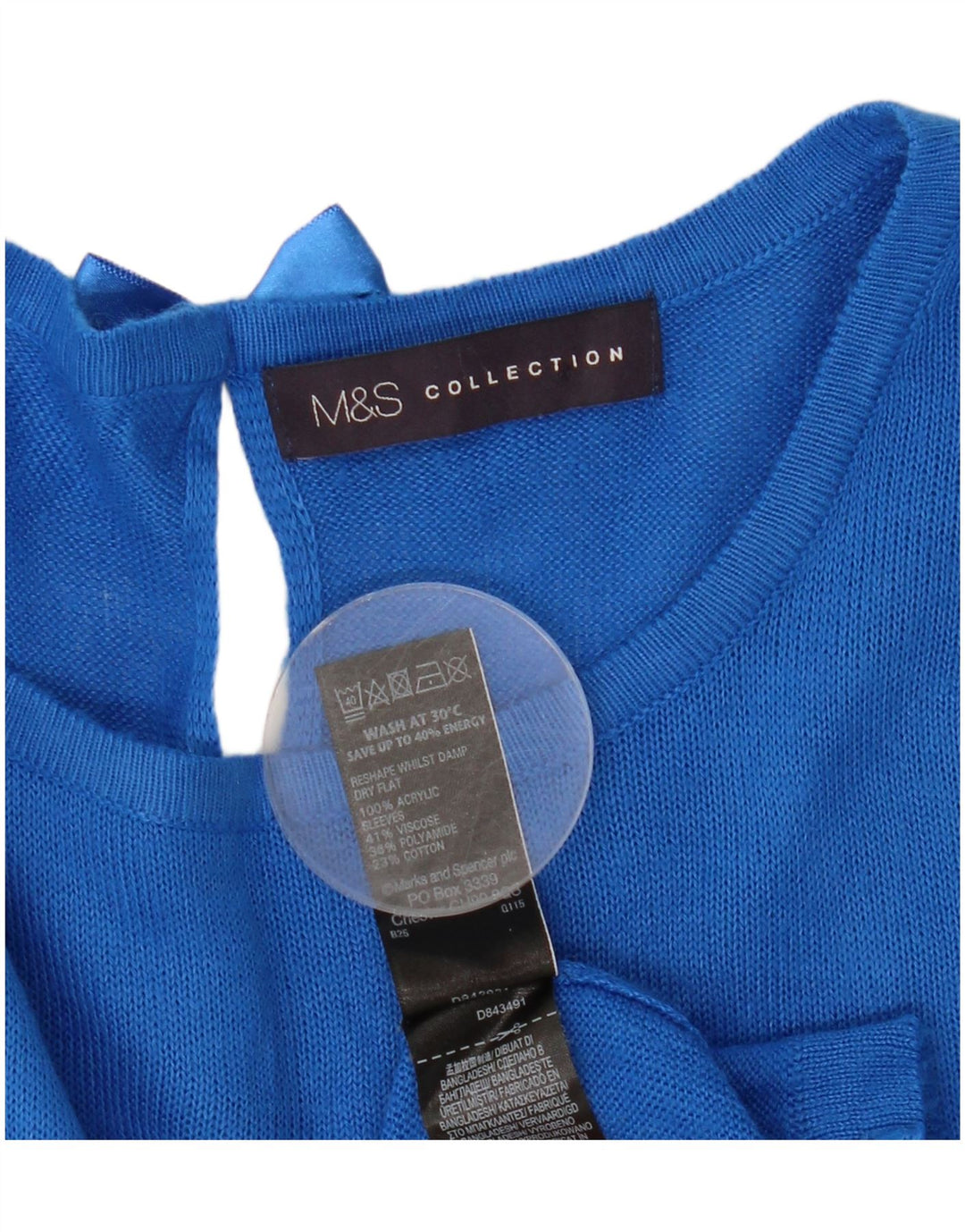 Marks & Spencer Damski sweter z dekoltem w łódkę, UK 12, średni niebieski