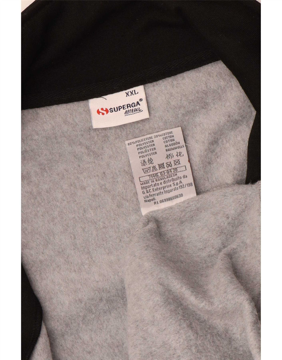 Męska kurtka dresowa Superga z grafiką, 2XL, szary poliester z blokami kolorów