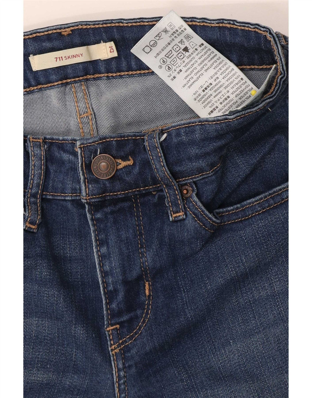 Damskie jeansy Levi's 711 Skinny W25 L26 Niebieski poliester